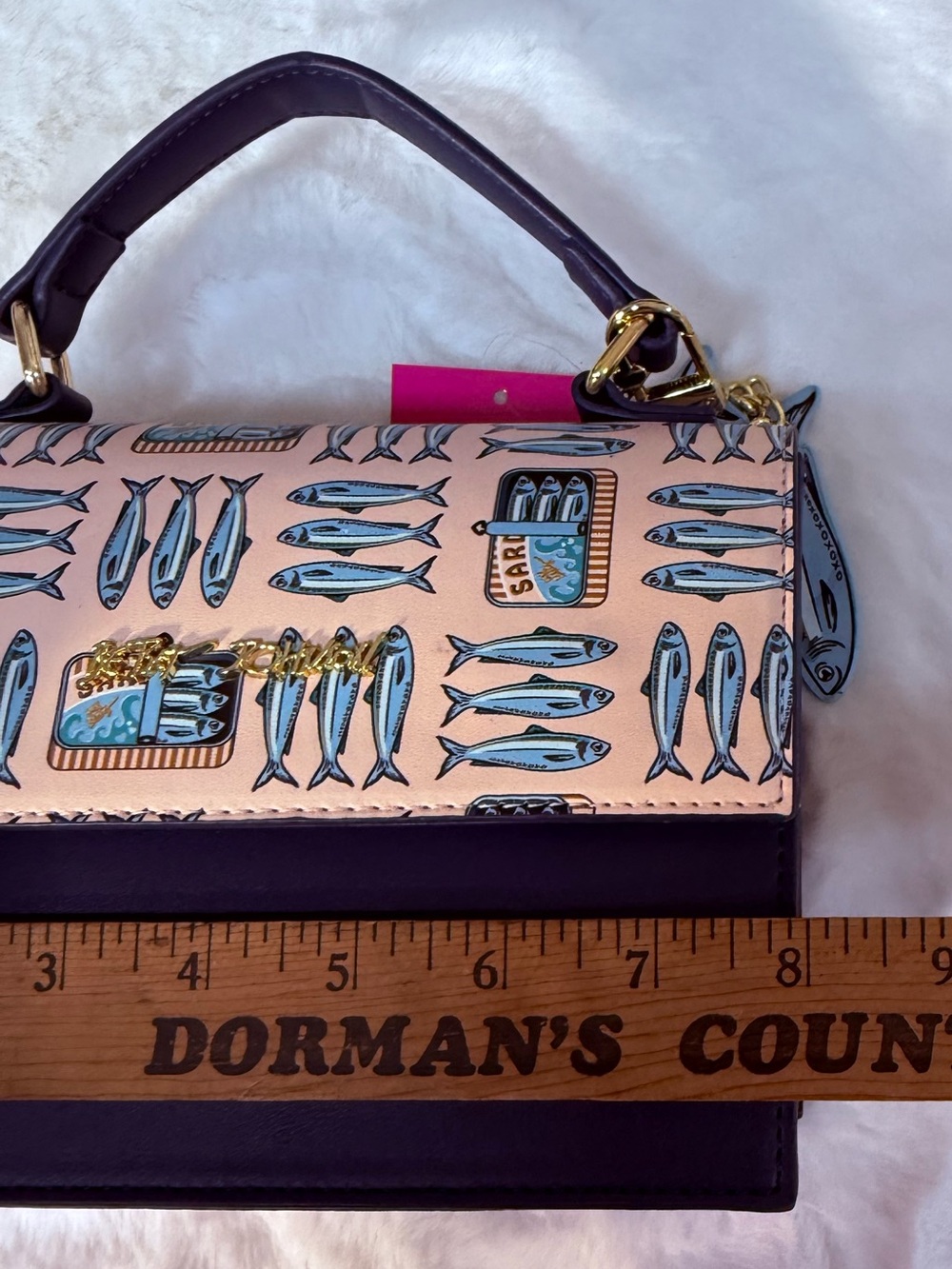 Betsey Johnson Fish Print Top-Handle Satchel crossbody bag brand new - Picture 9 of 10